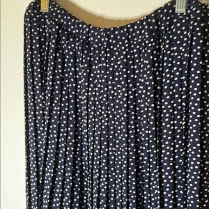 Navy Polka Dot Pleated Skirt